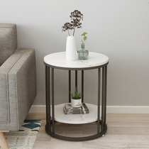Nordic marble side modern light luxury corner table small coffee table living room sofa bedroom side cabinet bedside small round side table