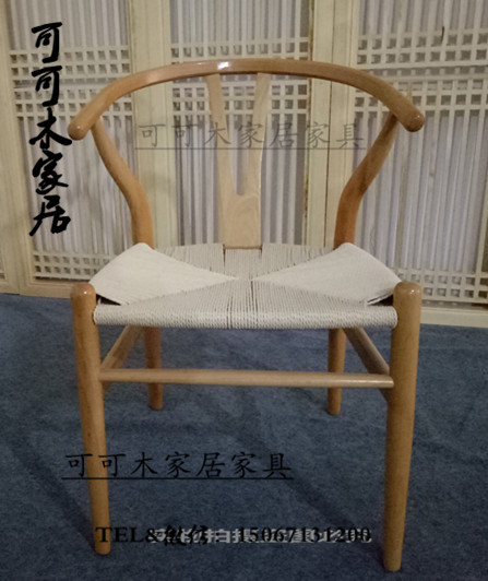Old Elm Y-ring chair handmade rope book chair Tea Room Cafe dining chair modern simple fashion Chinese back chair