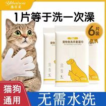 Pet wash-free gloves dog and cat wet wipes special sterilizing and deodorizing wet wipes wash-free kitten dry cleaning gloves