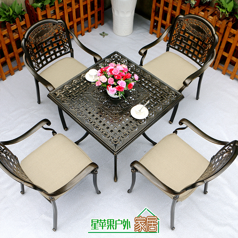 Iron Art Outdoor Table And Chairs Outdoor Table And Chairs Courtyard Garden Casual Furniture Open-air Balcony Table And Chairs Three-Five Suits