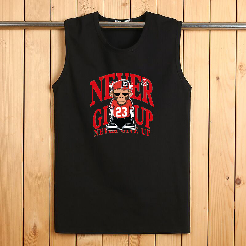 Summer Vest Men's Pure Cotton Round Collar Loose Movement Machete Fitness Sweat Vests Bottom Up Clothes Basketball T-Shirt Man 