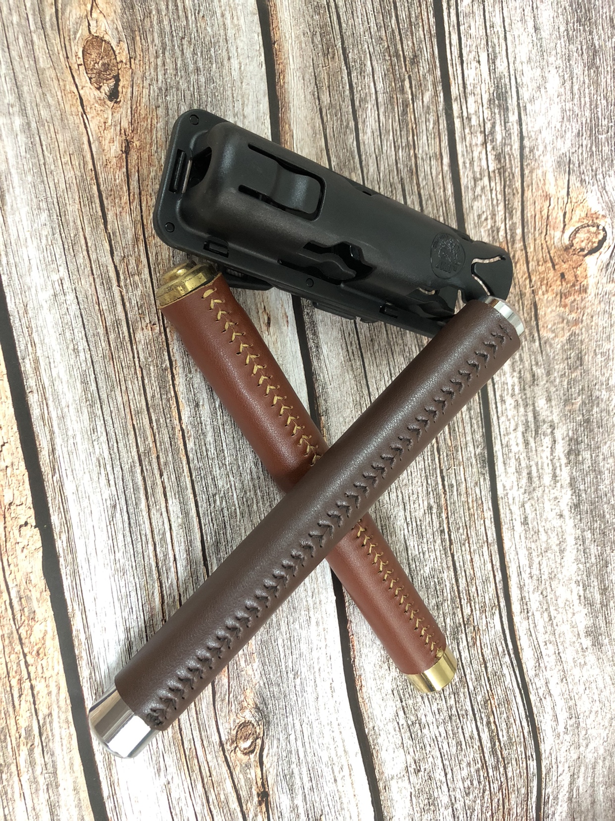 Throw Stick Resistance Stick in three sections telescopic stick handlebar leather sleeve Leather Handle Stick Guard With Sponge Handle Stick Kit