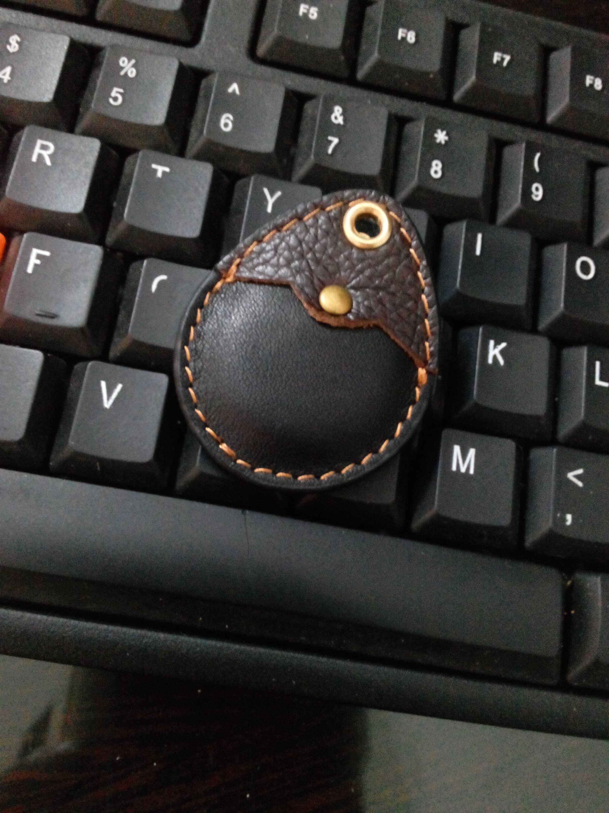 ID electronic lock key protection leather cover fruit shaped drip-like access control key bag hanging decoration real cow leather 2 Number