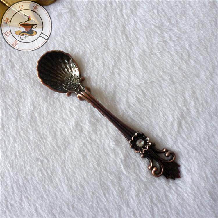 Foreign Trade Original Single Ancient Bronze Color Coffee Spoon Dubai Style Retro Spoon Fine Zinc Alloy Stirring Spoon Relief Tea Spoon