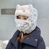 Hats worn by electric cars womens winter warm artifact ear protection cotton velvet riding wind-proof Lei Feng hat winter