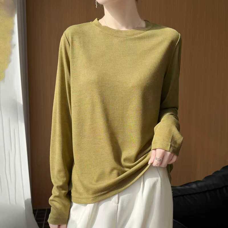 In Stock, Great Deals on Women's Round Neck Long-Sleeve T-Shirts, Loose, Casual, Versatile Tops Zhz96