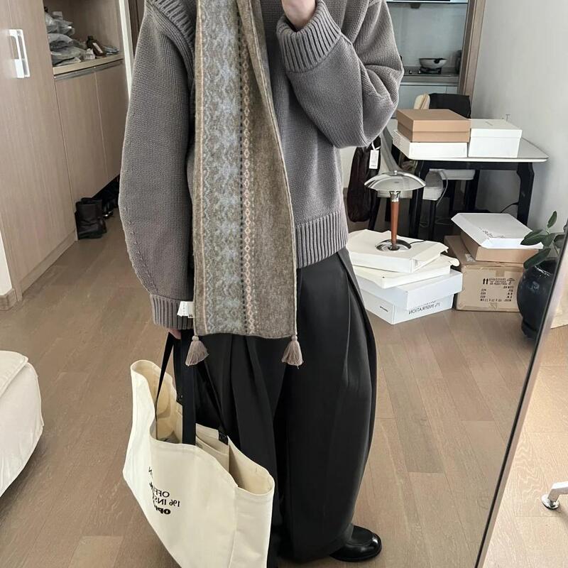 Correct Version】*Fair Isle Scarf Fair Isle Ethnic Pattern Camel Wool Tassel Scarf Correct Version】*Fair Isle Scarf Fair Isle Ethnic Pattern Camel Wool Tassel Scarf