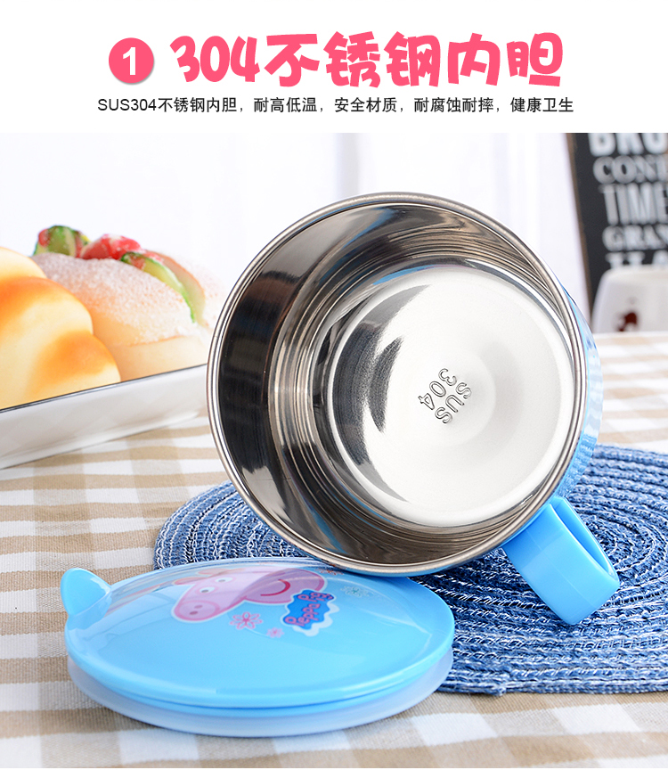 Thép không gỉ 304 trẻ em cốc nước thả về nhà bé học sinh mẫu giáo uống nước có nắp cốc hoạt hình dễ thương - Tách bình đựng nước
