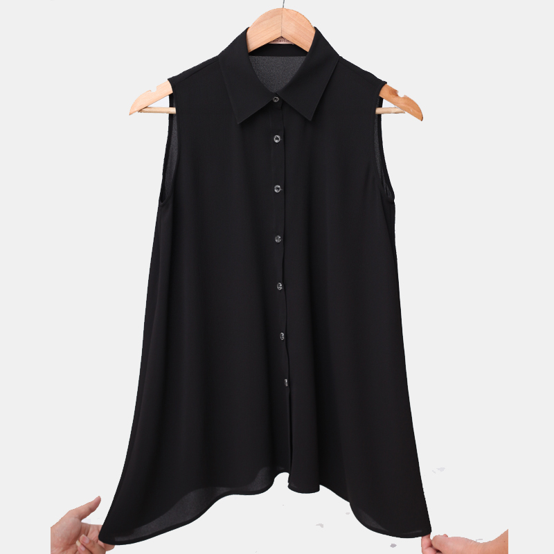 New Sleeveless Base Shirt, Loose and Slimming Chiffon Blouse for Women, Fashionable Korean Style Lapel Cardigan, Plus Size Women's Clothing New Sleeveless Base Shirt, Loose and Slimming Chiffon Blouse for Women, Fashionable Korean Style Lapel Cardigan, Plus Size Women's Clothing