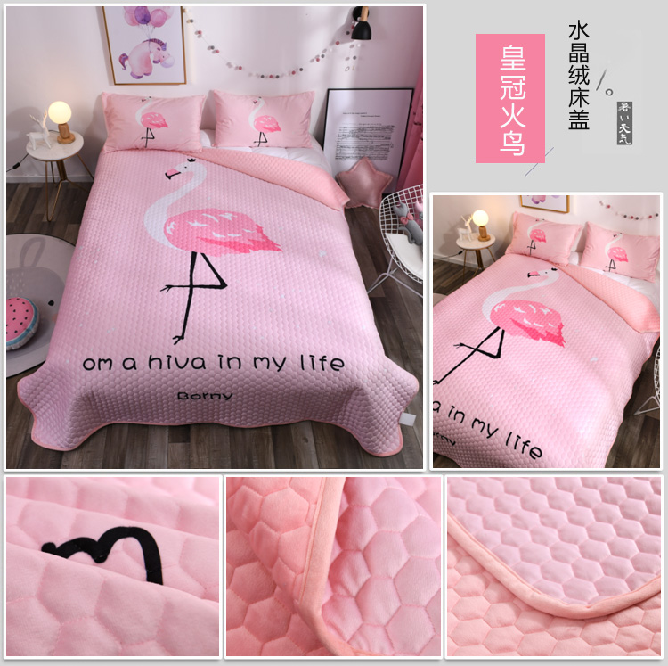 Hàn Quốc phim hoạt hình giường ba mảnh bao gồm một mảnh duy nhất của tinh nhung san hô cashmere flannel dễ thương công chúa phong cách thảm QUILT - Trải giường ga trải nệm