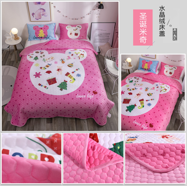 Hàn Quốc phim hoạt hình giường ba mảnh bao gồm một mảnh duy nhất của tinh nhung san hô cashmere flannel dễ thương công chúa phong cách thảm QUILT - Trải giường ga trải nệm