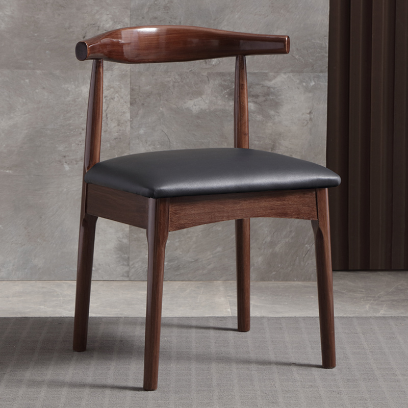 Solid Wood Dining Chair, Household Simple Enclosure Chair, Tea Guest Chair, Log Conference Chair, Dark Horn Chair, All Solid Wood Chair