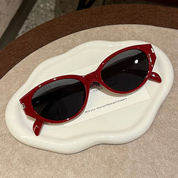 Korean Version 2025 New Cat-Eye Retro Ancora Red Sunglasses for Women, Trendy, Can Be Worn with Prescription Lenses, Uv Protection Sunglasses