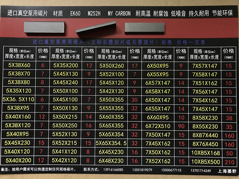 Vacuum pump carbon sheet 5*50*130