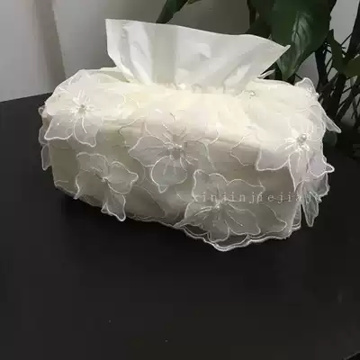(New Jingjing) Customized three-dimensional flowers handmade lace bedroom living room rectangular with box tissue cover