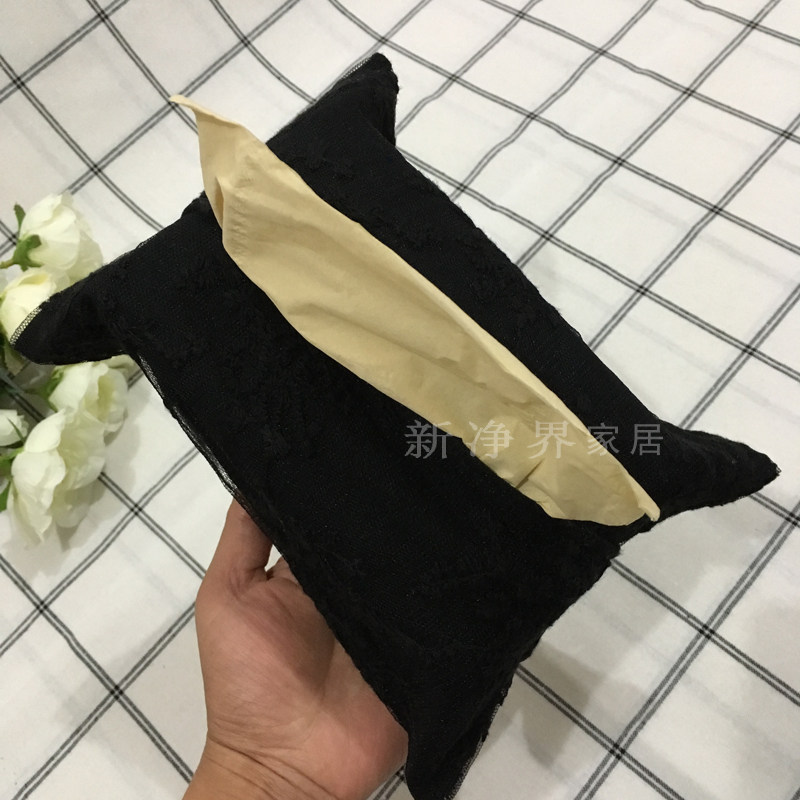 Customized black sexy lace cloth fashion extract toilet cars household living room paper towel bag