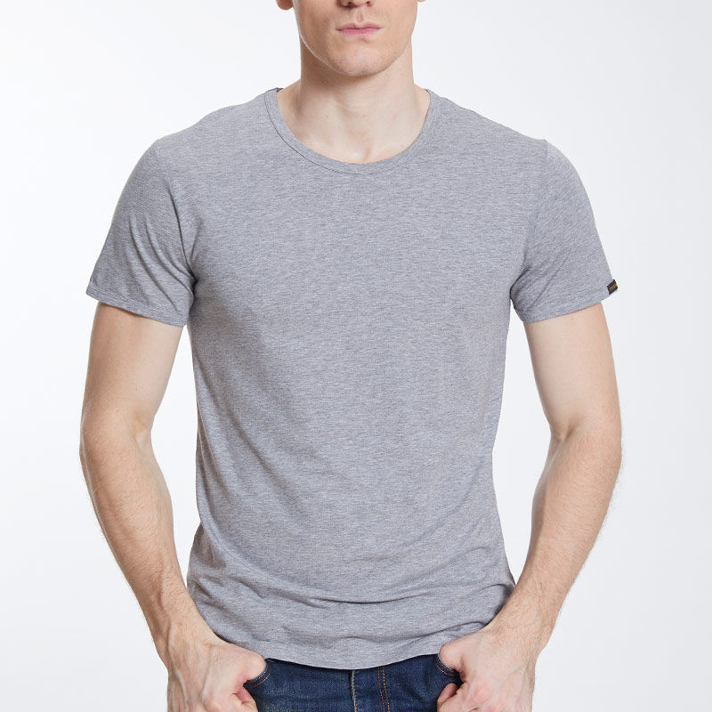 Carsonland Summer Modal Men's Round Neck Slim Short Sleeve Solid Color Versatile T-Shirt