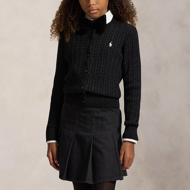 Polo Ralph Lauren Girls' Metallic Mini Cable Cardigan Purchased from the Usa