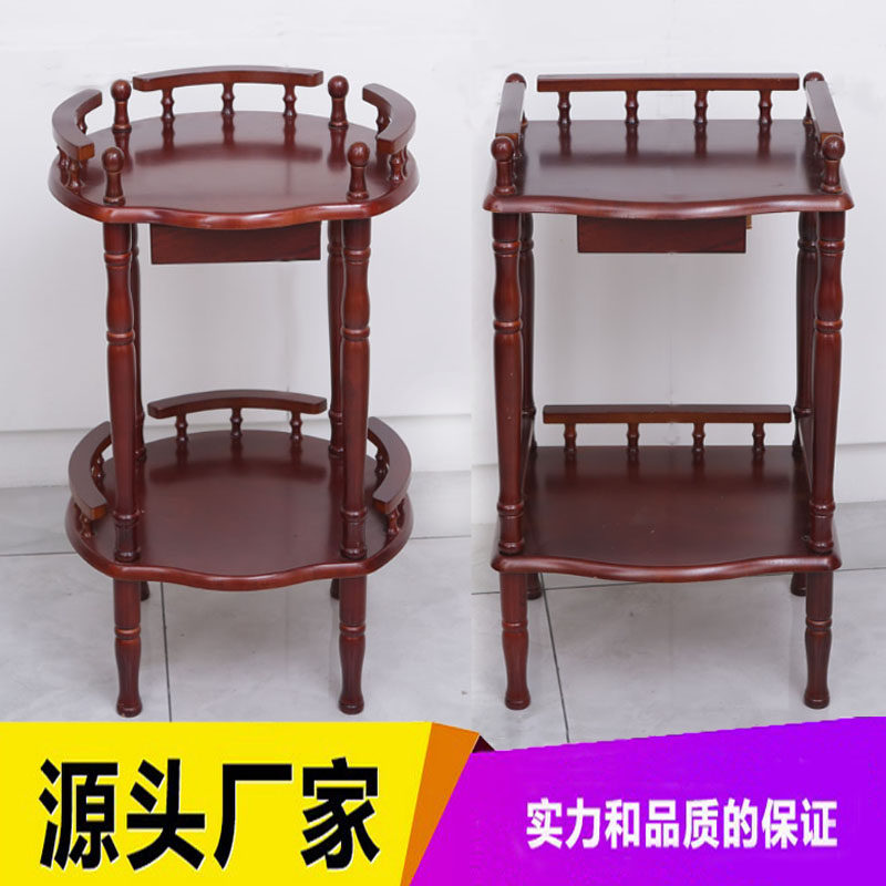 Round small coffee table solid wood tea machine rack flower rack phone rack drinking rack mahjong table side table sofa corner table