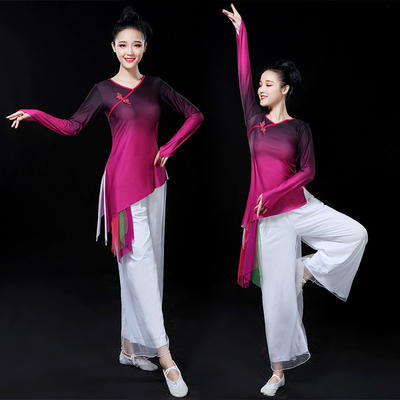 Chinese folk dance dress for women Square dance performance dance training dress women Chinese style suit national classical dance body dance clothing