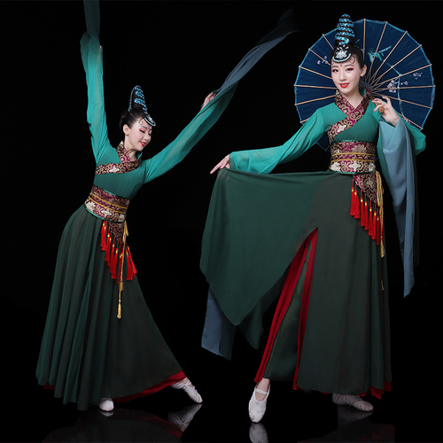 Chinese folk dance dress for women Classical dance performance costume ancient costume fairy Chinese style Hanfu elegant startling water sleeve Sun Ke spring dance performance Costume