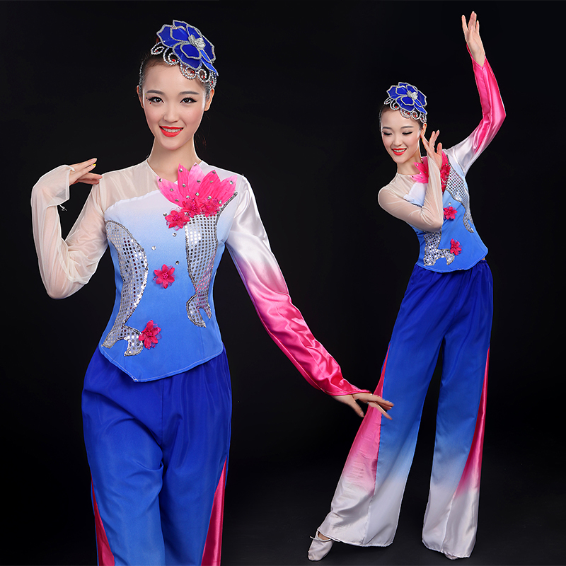 Chinese folk dance dress for women Classical Dance Costume performance costume middle aged and elderly costume stage costume Fan Dance Umbrella Dance Costume