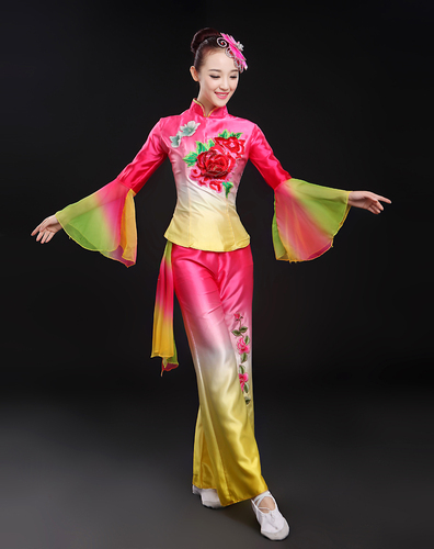 Chinese folk dance dress for women Lantern decorated Yangko Costume Dance Costume female waist drum Fan Dance square dance national performance costume for the elderly