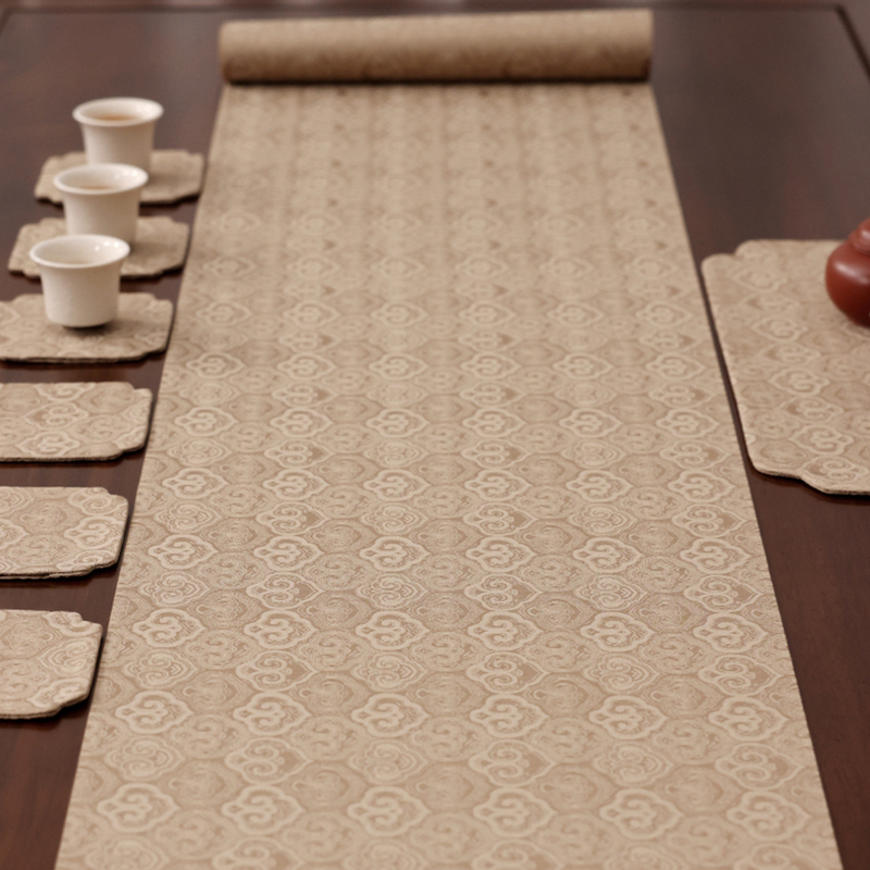 Tea Mat Waterproof Table Runner Tea Tablecloth New Chinese Zen Style Tea Cloth Tea Flag High-End Fabric Embroidery Tea Towel Song Style Aesthetics