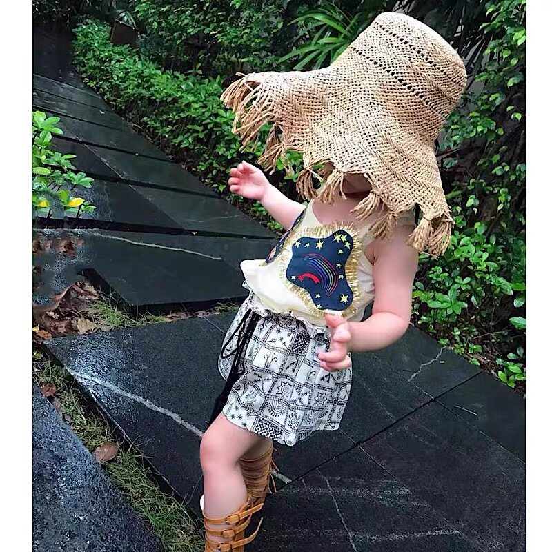 Children's clothing girls summer girls Western style suits baby children vests suspenders shorts three-piece set clearance non-refundable