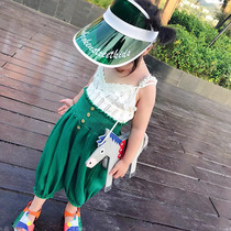 ME childrens clothing 21 summer girls cotton white knitted sling small children female treasure vest Joker anti mosquito pants set