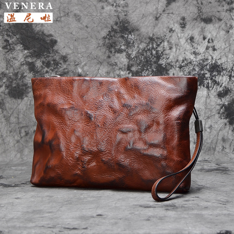 Headlayer Bull Leather Genuine Leather Men's Handbag Light Extravagant Bag Envelope Handbags Handbags Business Phone Bag Single Shoulder Diagonal Satchel