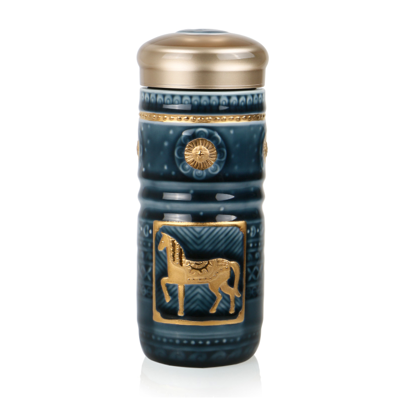 Do Tang Xuan porcelain accompanied cup gold royal horse cup double glass art ceramic cup with a gift to elders
