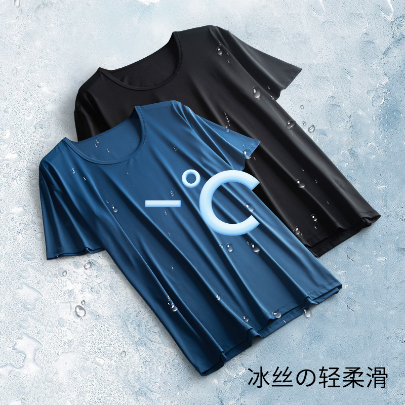 2 Pieces Summer Men's Short Sleeves Loose Single Piece Home Pyjamas Ice Silk Thin silk High Sensation Home Jacket-Taobao