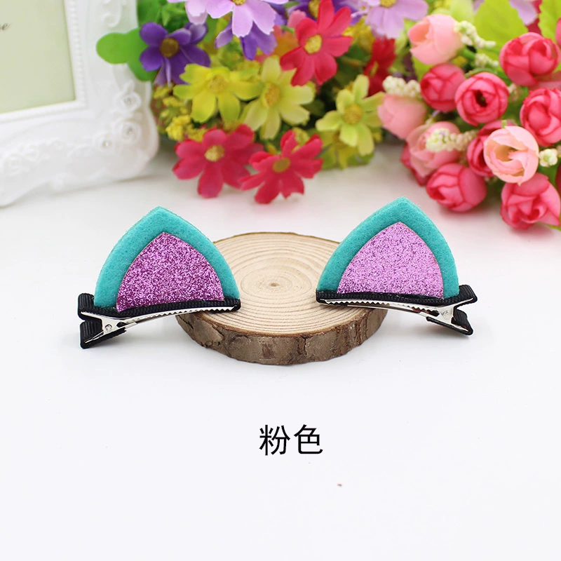 Một cặp phụ kiện tóc trẻ em tiara cô gái tai mèo kẹp tóc clip trẻ em thẻ hiện hoa đầu kẹp tóc nơ hàn quốc