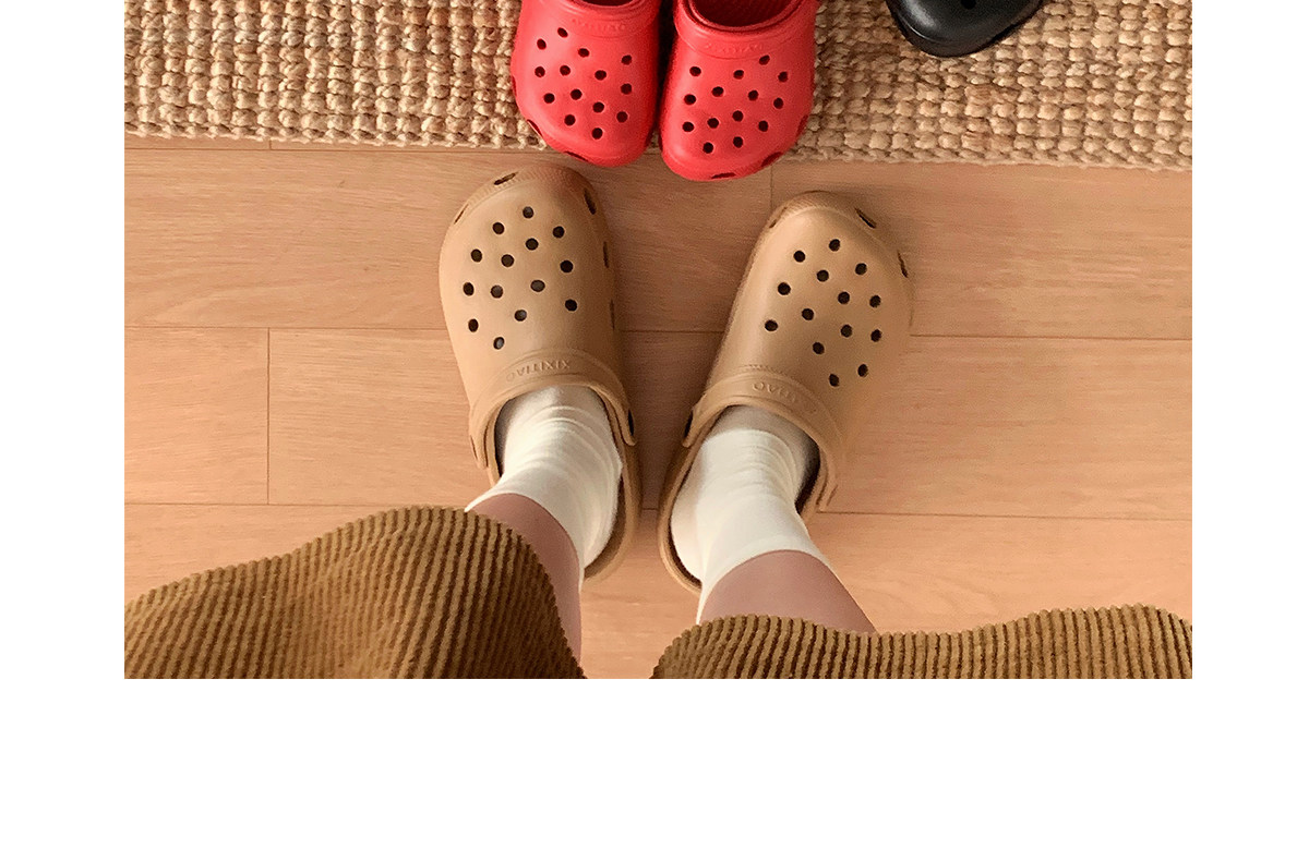 细细条 儿童洞洞鞋日系简约男童女童外穿沙滩凉鞋夏亲子包头拖鞋 — 46