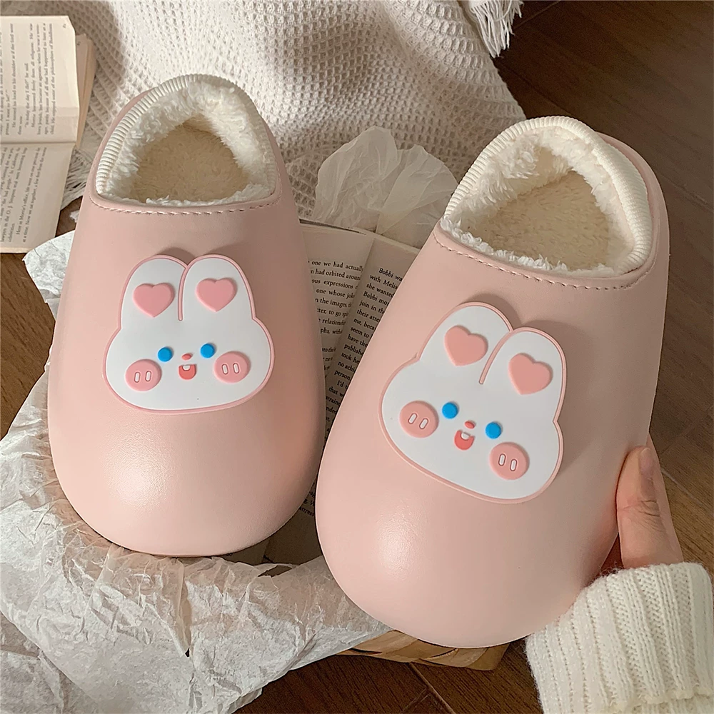 Thin cute rabbit, winter waterproof non-slip keep warm slippers