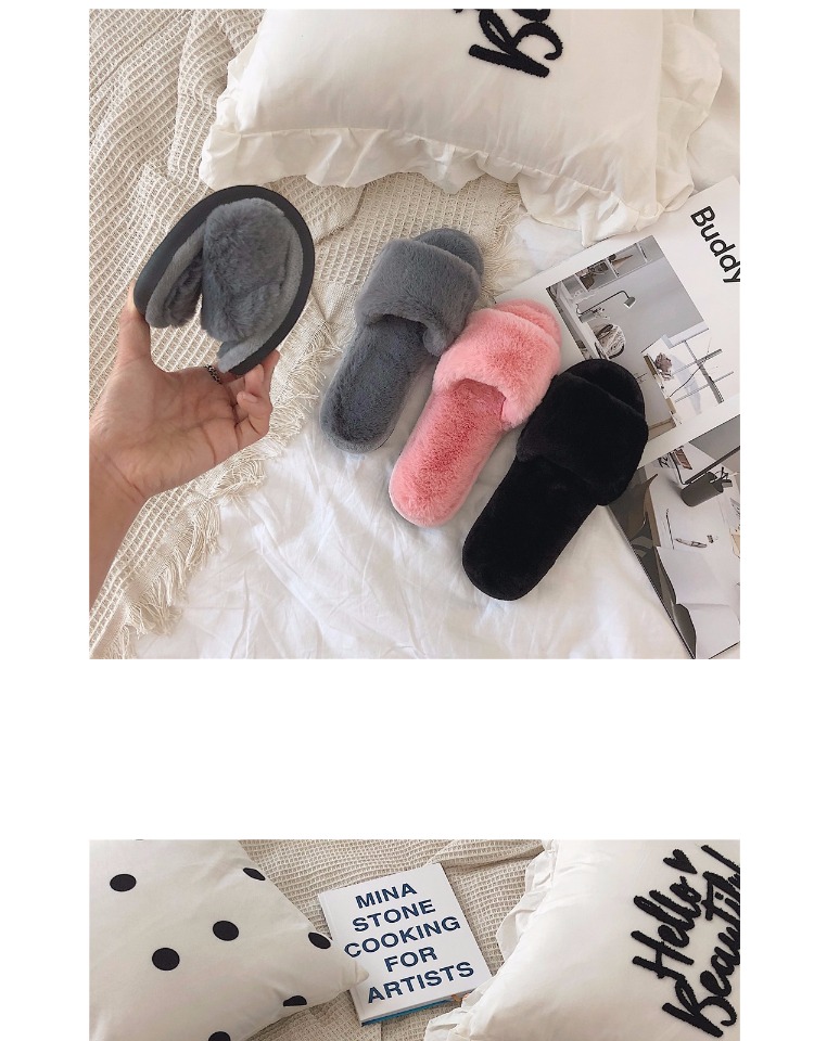 Dải mỏng Phong cách Bắc Âu đơn giản trong nhà dép cotton trong nhà mùa đông ấm áp chống trượt sang trọng giày sandal nữ đi học cấp 2