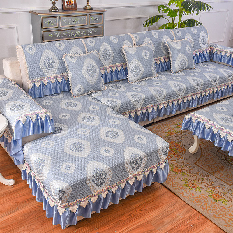 European-style leather sofa cushion fabric non-slip high-end luxury jacquard American universal cushion four seasons imperial concubine custom