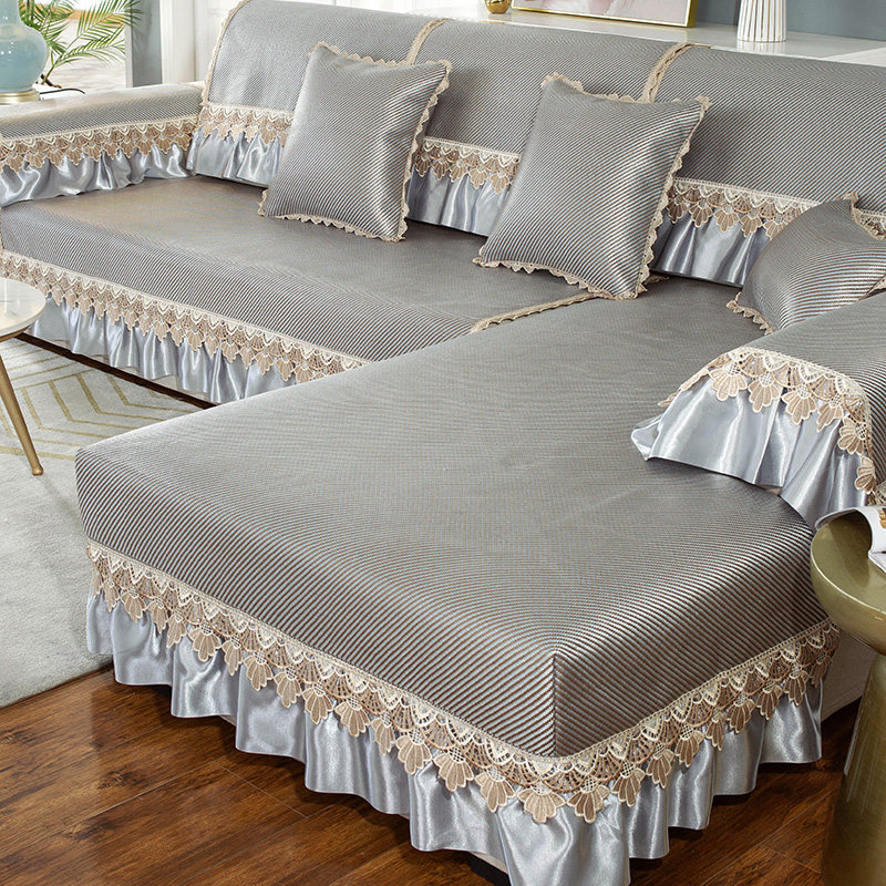 Sofa cushion summer ice silk ice rattan cushion sofa cover full cover European all-inclusive simple fabric anti-slip sofa cover