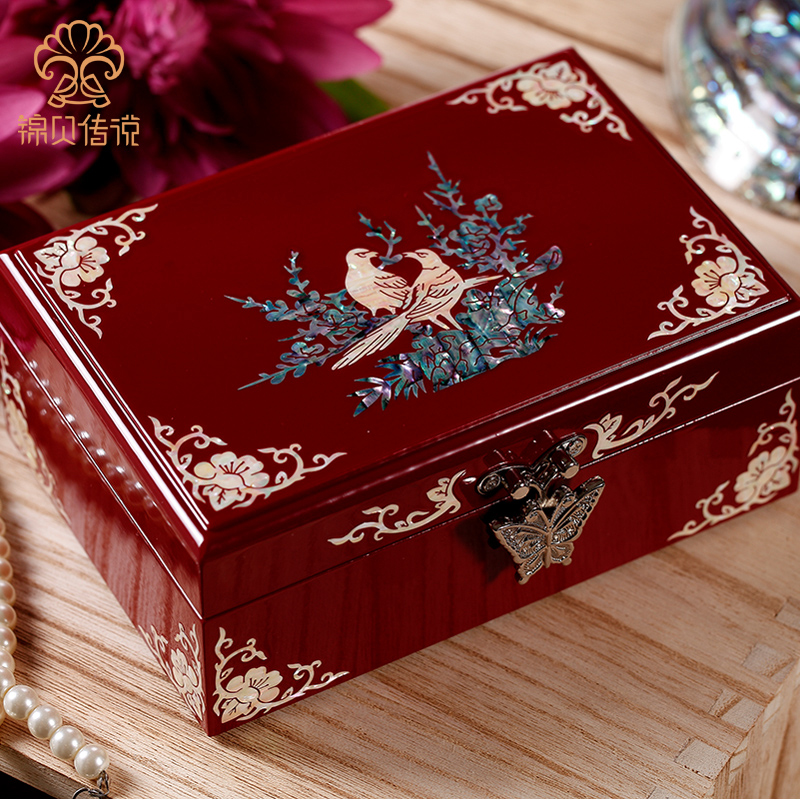 Screw Painter Jewelry Box to include Princess European-style Little Light Wood Jewelry Box Earring Accessories Box Wedding Gift