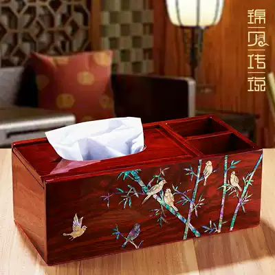 Jinbei legend wooden snail tissue box sanitary paper box European living room coffee table remote control storage box multi-function