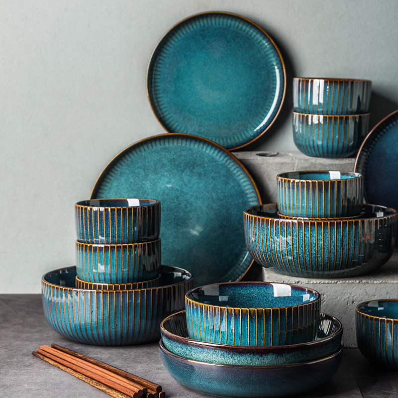 Three ten Just the same retro cutlery Nordic Dish Suit Home Creative Day Style High Face Value Bowl Pan Kiln Varnits