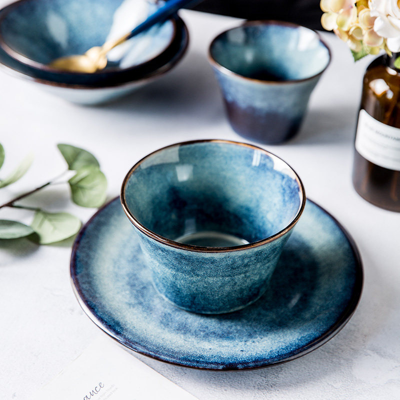 American retro ceramic cutlery bowls single rice bowl with double ear bowls dessert bowls salad bowls dishes home noodles bowls cellar varietable