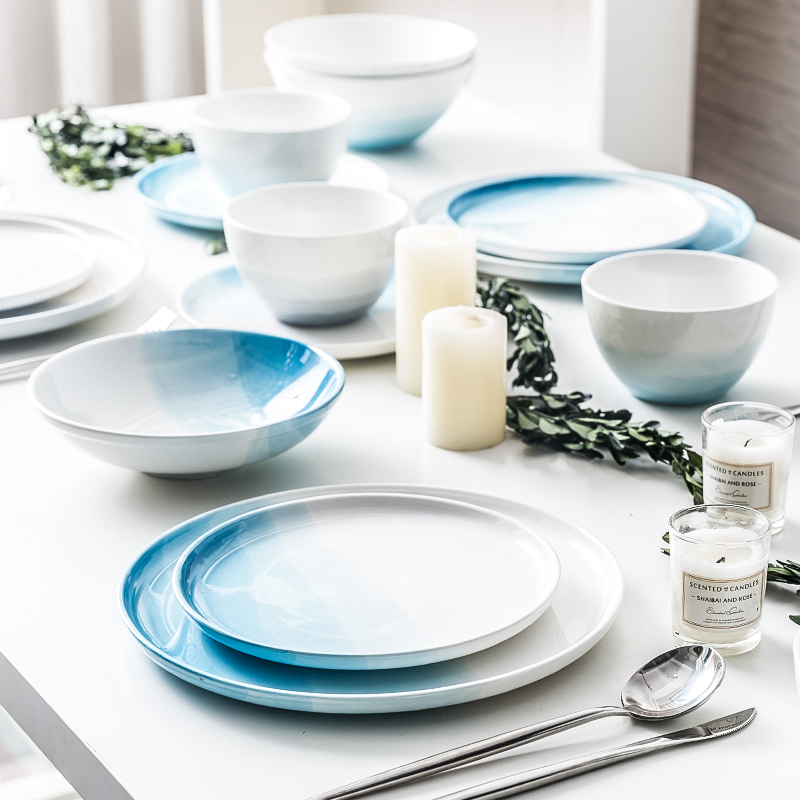 Rice Bowls Home ceramic bowls Creative Nordic cutlery Dining Bowls of Blister Noodles Bowl Large Soup Bowls Plate Bowl minimalist Dishes Suit