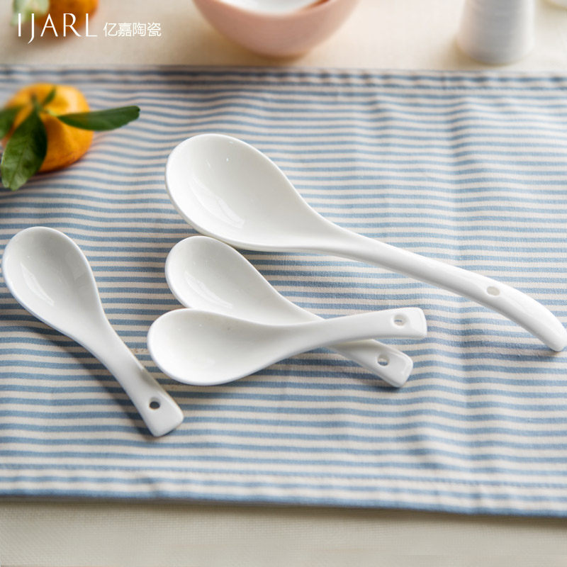 ijarl 100 million Jibai porcelain small soup spoon coffee spoon Seasoning Jar with spoon Spoon Rice Spoon bed with sweet spoons of pure white