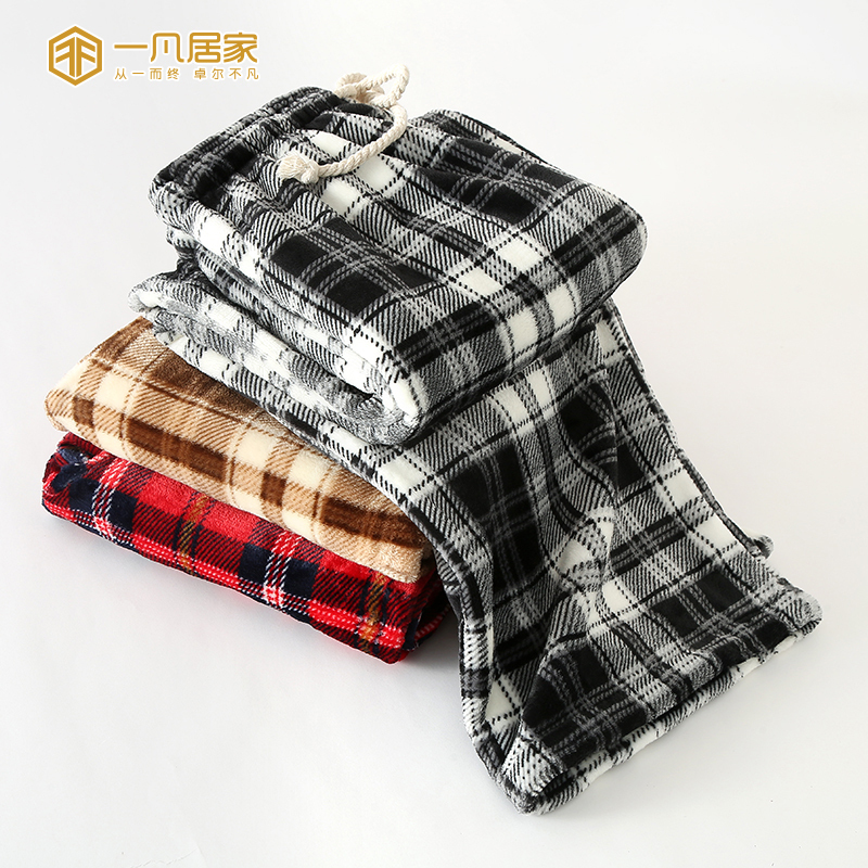 Coral Fleece Pajama Pants for Women, Autumn and Winter Long Pants, Fleece-Lined Plaid Milk Velvet Thickened Outerwear, Warm Couple's Home Pants Coral Fleece Pajama Pants for Women, Autumn and Winter Long Pants, Fleece-Lined Plaid Milk Velvet Thickened Outerwear, Warm Couple's Home Pants