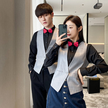 2021 solid color slim vest couple KTV bar overalls men and women Performance Horse coat coat one button vest