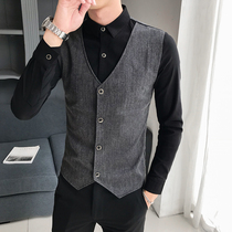 2021 autumn shirt collar vest man fake two pieces Korean slim business trend fake collar personality base shirt shirt
