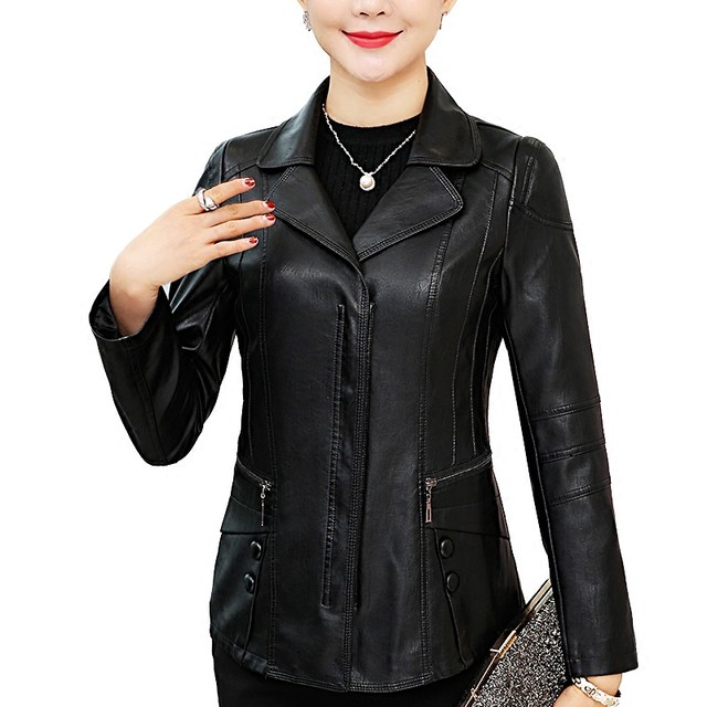 2024 New Leather Women's Style Jackets Mother's Leather Jackets Middle-aged and Old Women's Spring and Autumn PU Leather Jackets Fashion