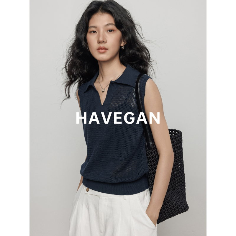 Havegan/Summer Polo Collar Old Money Style Sleeveless Knitted Vest for Women, High-End Casual Top with a Sense of Design Havegan/Summer Polo Collar Old Money Style Sleeveless Knitted Vest for Women, High-End Casual Top with a Sense of Design